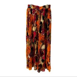 Step N Style orange butterfly pleated skirt